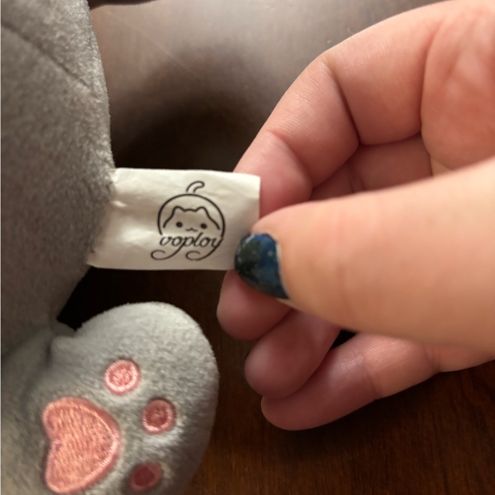 Cute Gray and Pink Cat Plush Toy - Picture 6 of 6